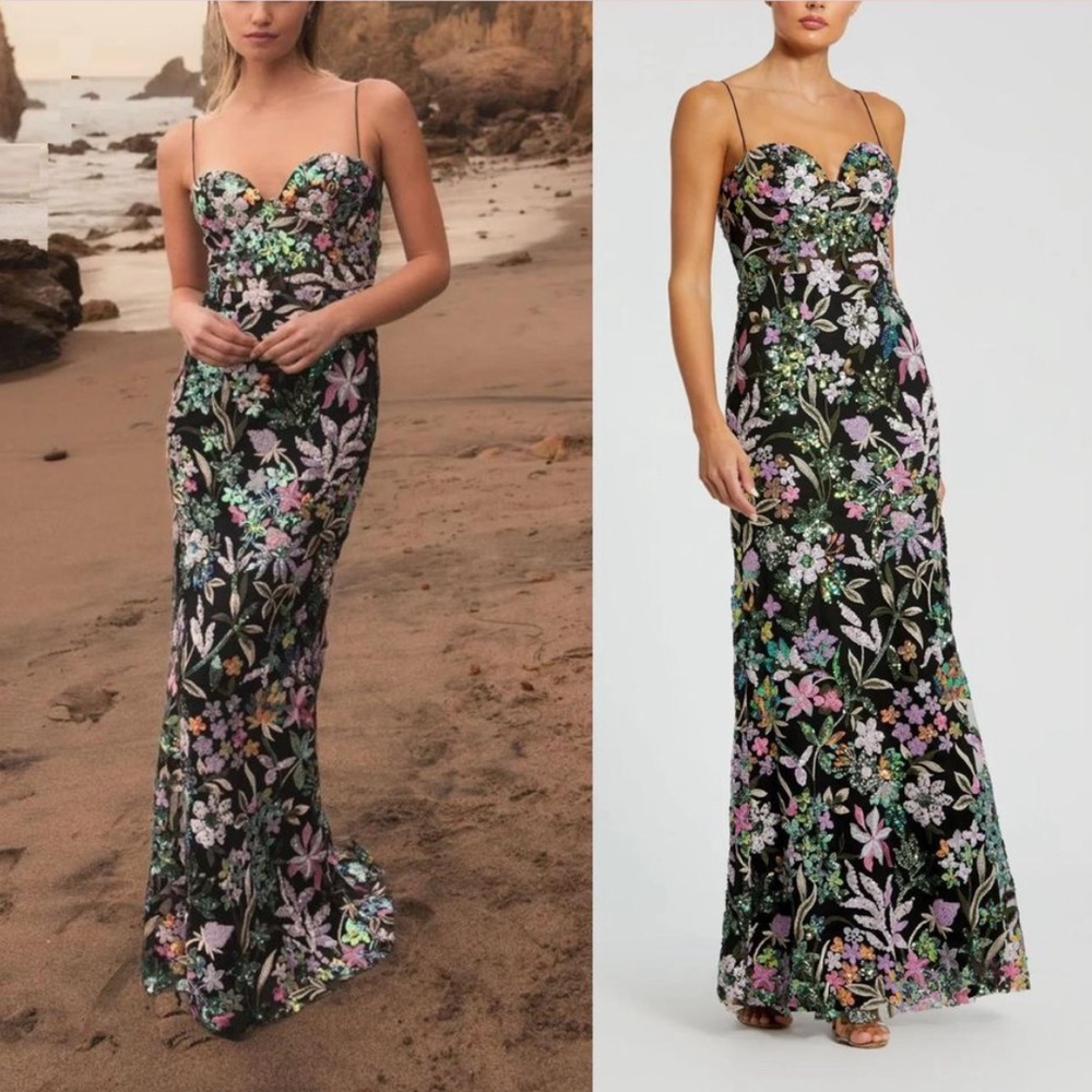 Floral Black Evening Gown